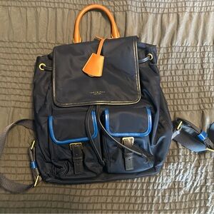 Tory Burch Navy and Camel Backpack